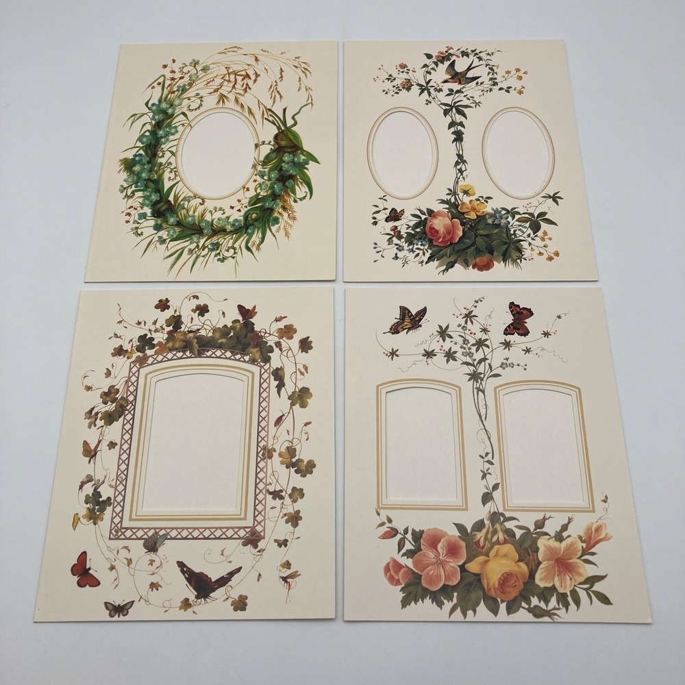 Vintage Floral Victorian Style Photo Greeting Cards Set Envelopes Die Cut Frames